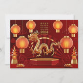 Chinees Nieuwjaar 2024 Naam toevoegen, Golden Drag Kaart (Voorkant)