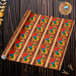 Chinees Nieuwjaar 2024 Papercut Draak Hout Goud Cadeaupapier