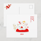 Chinees Nieuwjaar 2024 Rode Draak in Japanse Stijl Briefkaart (Voorkant / Achterkant)