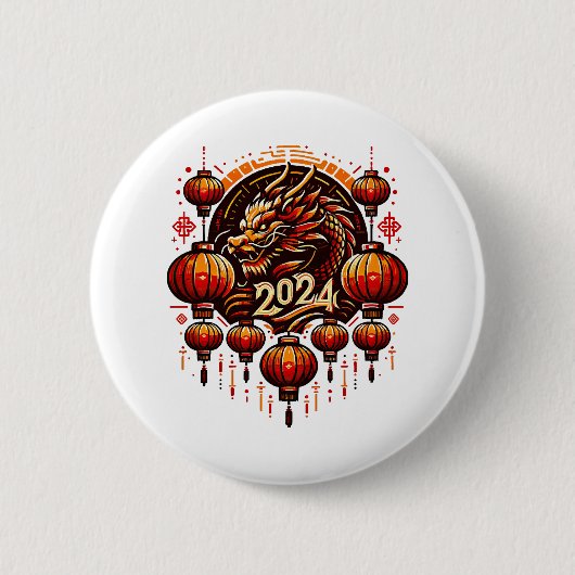chinees nieuwjaar 2024 ronde button 5,7 cm (Voorkant)
