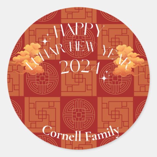 Chinees Nieuwjaar 2024 Ronde Sticker (Voorkant)