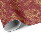 Chinees Nieuwjaar 2024 rood en goud Cadeaupapier (Rol Hoek)