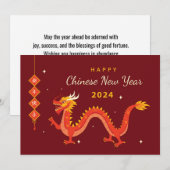 Chinees Nieuwjaar 2024 Warme Rode Draak Feestdagenkaart (Voorkant / Achterkant)