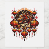 Chinees Nieuwjaar 2024 Wijn Etiket (Enkel label)