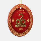 Chinees Nieuwjaar 2025 Gouden Slang Keramisch Ornament (Rechts)