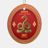 Chinees Nieuwjaar 2025 Gouden Slang Keramisch Ornament (Links)
