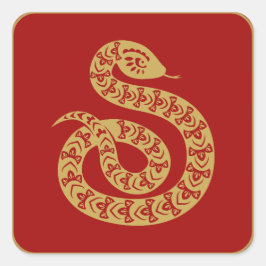 Chinees Nieuwjaar 2025 Gouden Slang Vierkante Sticker