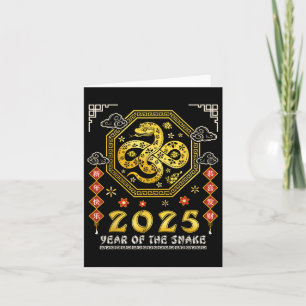 Chinees Nieuwjaar 2025 Houtslang Lucky Zodiac Fami Kaart