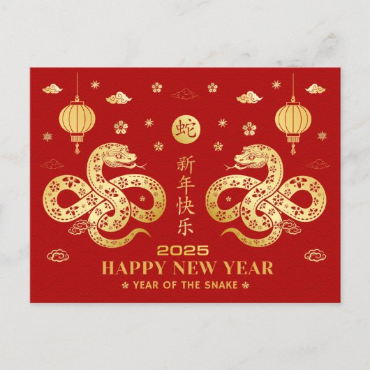 Chinees Nieuwjaar 2025 Jaar van de Slang Briefkaart (Voorkant)