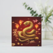 Chinees Nieuwjaar 2025 Jaar van de Slang Feestdagenkaart (Staand voorkant)