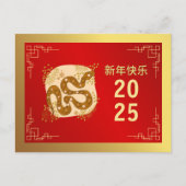 Chinees Nieuwjaar 2025, jaar van de slang Feestdagenkaart (Voorkant)