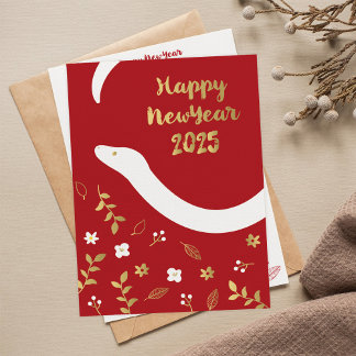 Chinees Nieuwjaar 2025 Jaar van de Slang Feestdagenkaart