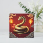Chinees Nieuwjaar 2025 Jaar van de Slang Feestdagenkaart (Staand voorkant)