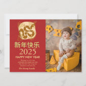 Chinees Nieuwjaar 2025, jaar van de slang Feestdagenkaart (Voorkant)