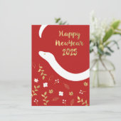 Chinees Nieuwjaar 2025 Jaar van de Slang Feestdagenkaart (Staand voorkant)