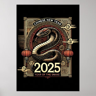 Chinees Nieuwjaar 2025 Jaar van de Slang Lunar Yea Poster