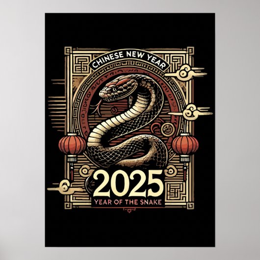 Chinees Nieuwjaar 2025 Jaar van de Slang Lunar Yea Poster (Voorkant)