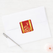 Chinees Nieuwjaar 2025 Slang Rood Goud SqS Vierkante Sticker (Envelop)
