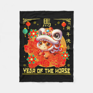 Chinees Nieuwjaar 2026 Dierriem Jaar van het Paard Fleece Deken