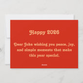 Chinees nieuwjaar 2026 feestdagenkaart (Achterkant)