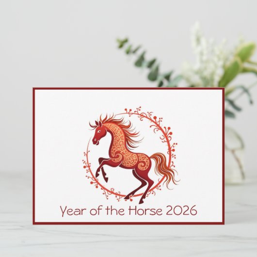 Chinees Nieuwjaar 2026 Feestdagenkaart (Staand voorkant)