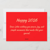 Chinees nieuwjaar 2026 feestdagenkaart (Achterkant)