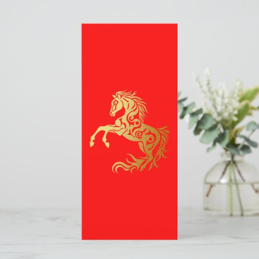 Chinees Nieuwjaar 2026 Gouden PAARD 中国传统新年 Rood (Staand voorkant)