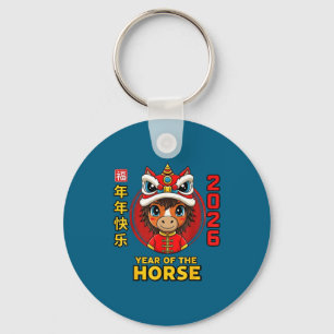 Chinees nieuwjaar 2026 jaar het paard retro elegan sleutelhanger