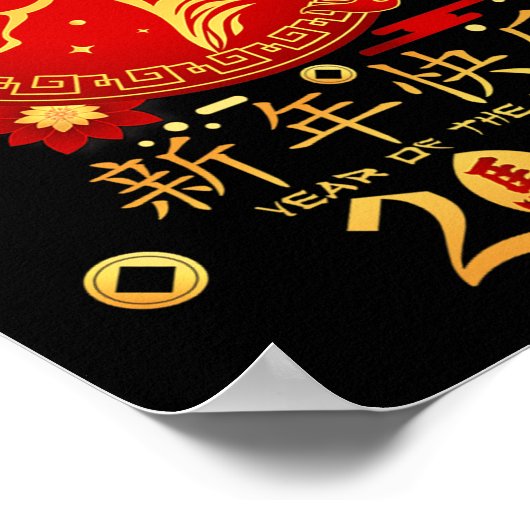 Chinees Nieuwjaar 2026 Jaar van de Paardenpremie Poster (Hoek)
