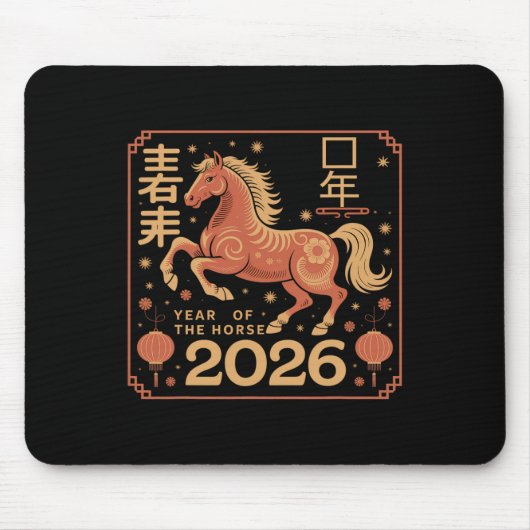 Chinees Nieuwjaar 2026 Jaar van het Paard 2026 Lun Muismat (Voorkant)