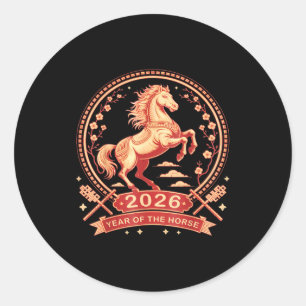 Chinees Nieuwjaar 2026 Jaar van het Paard _5 Ronde Sticker