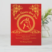 Chinees Nieuwjaar 2026, Jaar van het Paard Feestdagenkaart (Staand voorkant)