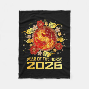 Chinees nieuwjaar 2026 jaar van het paard  fleece deken