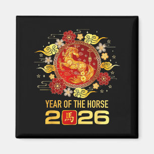 Chinees Nieuwjaar 2026 Jaar Van Het Paard Gelukkig Magneet