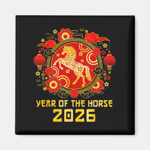Chinees Nieuwjaar 2026 Jaar Van Het Paard Gelukkig Magneet