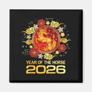 Chinees Nieuwjaar 2026 Jaar Van Het Paard Gelukkig Magneet