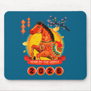 Chinees Nieuwjaar 2026 Jaar Van Het Paard Gelukkig Muismat