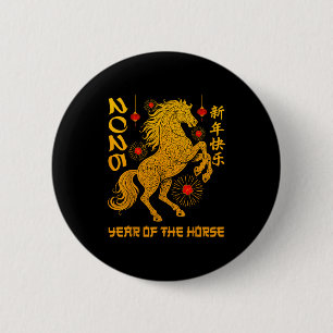 Chinees Nieuwjaar 2026 Jaar Van Het Paard Gelukkig Ronde Button 5,7 Cm
