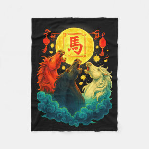 Chinees Nieuwjaar 2026 Jaar Van Het Paard Maan Nie Fleece Deken