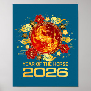 Chinees Nieuwjaar 2026 Jaar Van Het Paard Maan Nie Poster
