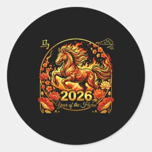 Chinees nieuwjaar 2026 jaar van het paard  ronde sticker