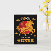 Chinees Nieuwjaar 2026 Jaar van het Paard T-shirt_ Kaart (Gele Bloem)