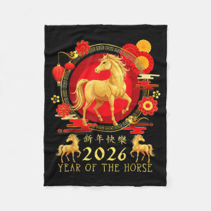 Chinees Nieuwjaar 2026 Jaar Van Het Paard Voor Vro Fleece Deken