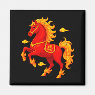 Chinees Nieuwjaar 2026 Jaar Van Het Vuur Paard Vla Magneet