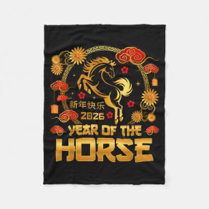 Chinees Nieuwjaar 2026 Maanjaar van het Paard Chin Fleece Deken