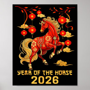 Chinees Nieuwjaar 2026 Paard Gelukkig Chinees Nieu Poster