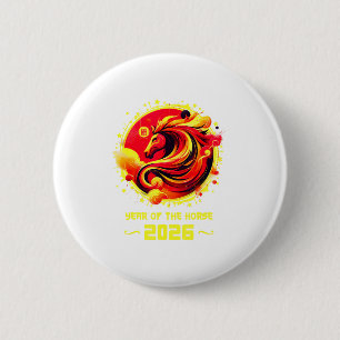 Chinees Nieuwjaar 2026 Paard Gelukkig Chinees Nieu Ronde Button 5,7 Cm