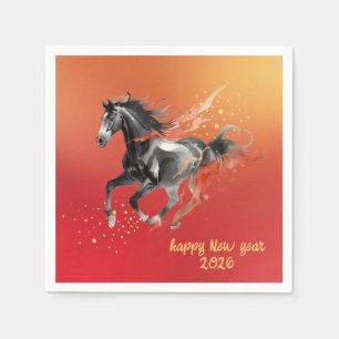 Chinees Nieuwjaar 2026 Paard Inkt Nieuwjaar Feest Servet