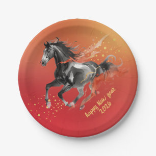 Chinees Nieuwjaar 2026 Paard Inkt Nieuwjaarsfeest Papieren Bordje