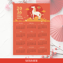 Chinees Nieuwjaar 2026 Paard Kalender Magnetische